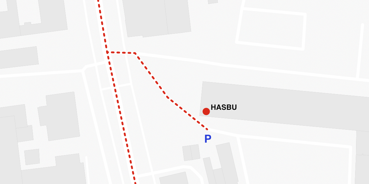 Mapa příjezdu k provozovně HASBU na Novohradské v Českých Budějovicích.